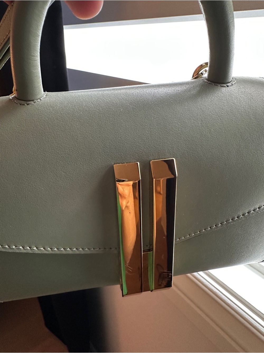 DeMellier Mini Top-Handle Bag in Sage Green with Gold Hardware - Picture 4 of 11